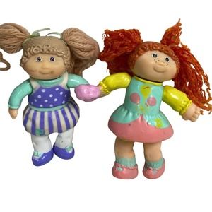 2 Vintage 1992 - 1994 CABBAGE PATCH KIDS GIRLS Cake Toppers Collector Toy Dolls